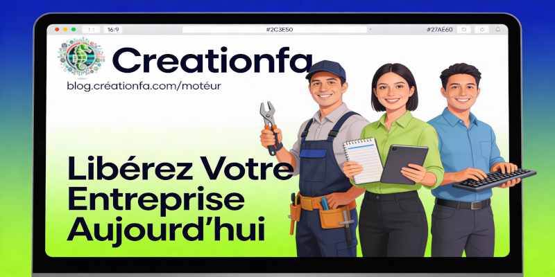 Interface du moteur de recherche open source Creationfa pour  TPE PME
